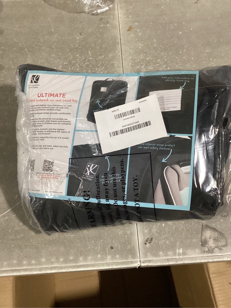 Condition photo showing Good Condition for J.L. Childress Padded Backpack Car Seat Bag - Travel Bag for Airplane, Fits Most Baby & Infant Car Seats, Boosters, & Carriers, Airport Accessories for Gate Check or Baggage Check - Ultimate, Black