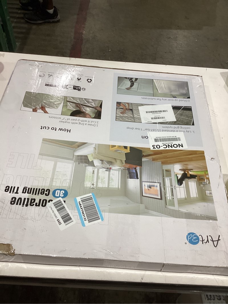 Condition photo showing New/Like New for art3d 12-pack square black drop ceiling tile 2ft x 2ft, pvc ceiling panel 24 x 24in. 24*24 black 12