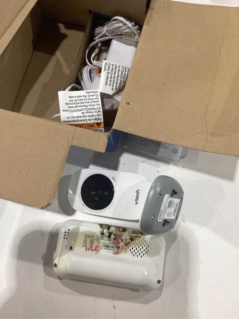 Condition photo showing As Is for vtech vm819 non-wifi video baby monitor with camera - 2.8" screen, 1000ft range, 19hr battery life, night vision, temperature sensor, lullabies, 2-way talk - secure private fhss transmission vm819-1 1 camera