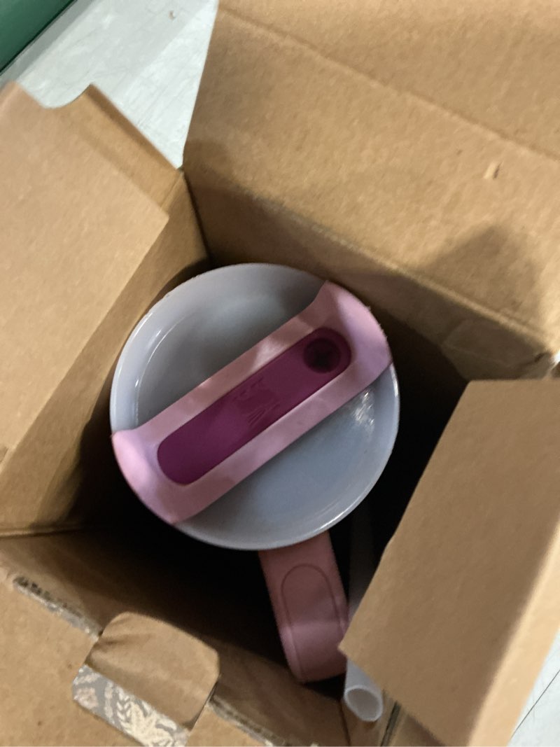 Condition photo showing As Is for stanley quencher h2.0 tumbler with handle and straw 30 oz | flowstate 3-position lid | cup holder compatible for travel | insulated stainless steel cup | bpa-free | cherry blossom 30 ounces light pink/pink