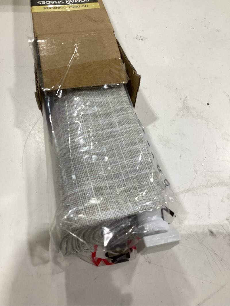 Condition photo showing New/Like New for no drill cordless roman shades for windows, 25" w × 64" h - 100% blackout - linen - beige 100% blackout - linen - beige 25" w × 64" h