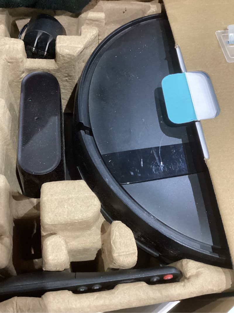 Condition photo showing As Is for Robot Vacuum for Pet Hair, 2-in-1 Vacuum & Mop Combo with Tangle-Free Suction & Smart 3D Avoidance, App/Wi-Fi/Alexa, Ultra-Slim & Quiet, Self-Charging for Hard Floors and Low-Pile Carpet Pure Black