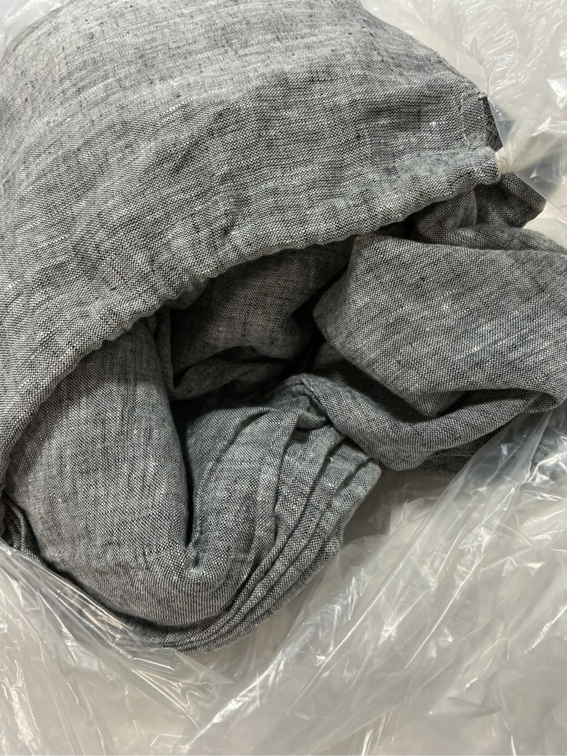 Condition photo showing Good Condition for european linen duvet cover set, king/cal king, charcoal chambray
