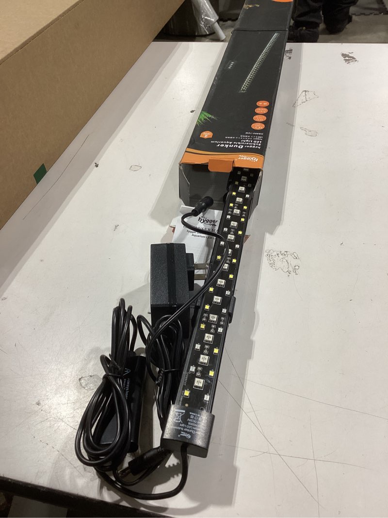 Condition photo showing Good Condition for hygger 24/7 Mode Submersible Aquarium LED Light, Full Spectrum Hidden Fish Tank Light with 3 Rows Beads 7 Colors Auto On Off Sunrise-Daylight-Moonlight, Adjustable Timer Brightness (27.6in 16W) 27.4in 16W