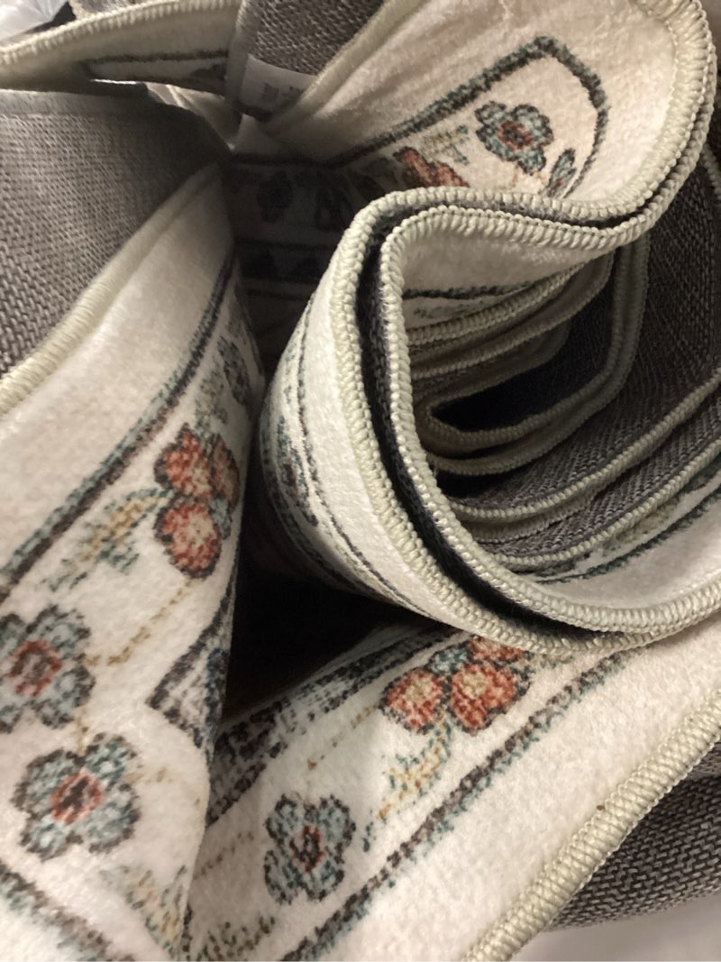 Condition photo showing item condition for Washable 8x10 Area Rugs for Living Room, Boho Non-Slip Vintage Distress Large Rugs for Bedroom Dining Room Nursery Office, 0.3" Neutral Oriental Throw Thin Carpet, Beige/Rust/Green/Multi Beige/Rust/Green/Multi 8x10