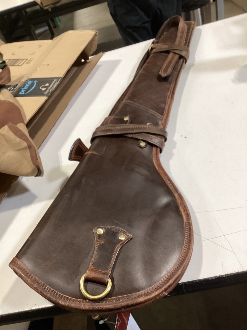 Condition photo showing Good Condition for western hardwax leather rifle cover | shotgun cover with adjustable shoulder strap | brushed antique fittings |