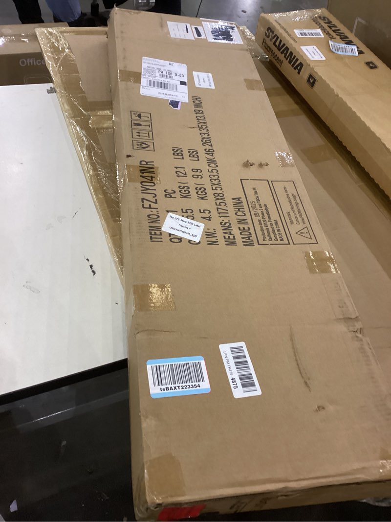 Condition photo showing As Is for Farmhouse Solid Wood Entryway Bench – 43.4 Inches Rustic Long Bench, Dining Bench with Angled Legs, Hand-Finished Natural Grain, for Foyer, Hallway, Bedroom