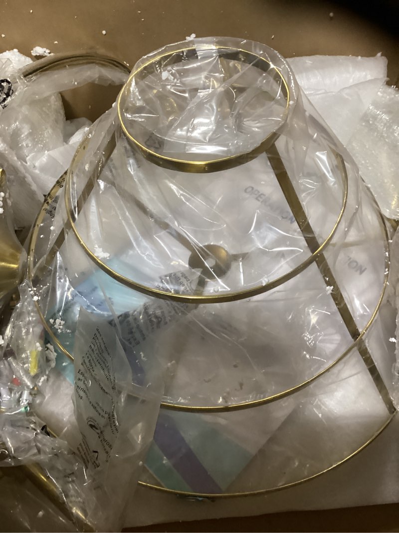 Condition photo showing Good Condition for CVKASH 5 -Lights Crystal Gold Chandelier Fixture Modern Semi Flush Mount Ceiling Light with E12 Ceiling Lighting for Bedroom Living Room Kitchen Hallway Dining Room,D15.35 x H20.07 Gold 15.3 Inch