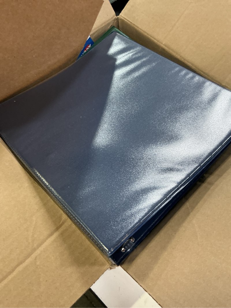 Condition photo showing New/Like New for avery durable view 3 ring binders, 1.5 inch slant rings, 375-sheet capacity, assorted dark colors, 4-pack (05622) – for school, office, teachers, classrooms & home organization