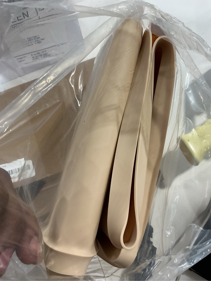 Condition photo showing Good Condition for trzz waterproof under sink mat, 34"x19", drip tray shelf liner, beige | silicone, cabinet protector, home organizer, for kitchen, bathroom, multipurpose, easy clean, leak proof, organizes cabinets beige 19"w x 34"l