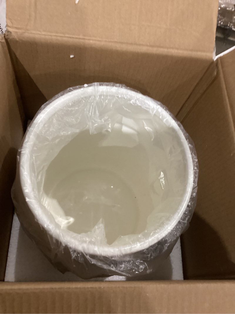 Condition photo showing Good Condition for Decorative Round Small Trash Can Wastebasket, Garbage Container Bin for Bathrooms, Powder Rooms, Kitchens, Home Offices-Hand Painted Navy Blue?Ceramic T-Navy Blue