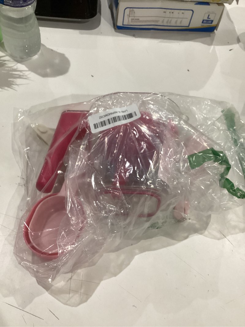 Condition photo showing As Is for Paris Hilton 9-Piece Measuring Set, Durable Plastic Measuring Cups and Spoons With Funnel and Leveler, Dishwasher Safe, Pink