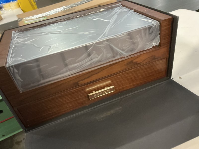 Condition photo showing New/Like New for high end watch box for men, 12 slot wooden watch case with drawer, watch display box with glass lid, 2-layer watch holder for jewelry and watch storage for men women , ideal for gift (with gift box) walnut
