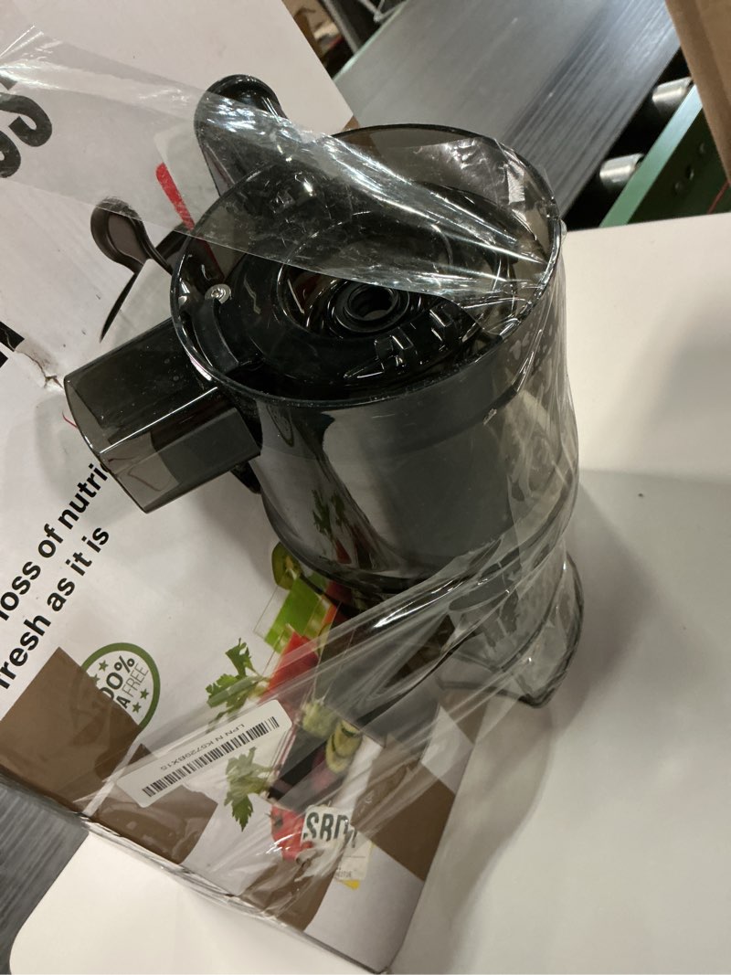 Condition photo showing As Is for Juicer Machines with 5.8" Large Feed Chute, 400W Cold Press Juicer for Whole Vegetables and Fruits, Slow Masticating juicer Easy to Clean Juice Extractor Machine High Juice Yield(Titanium Gray) Grey