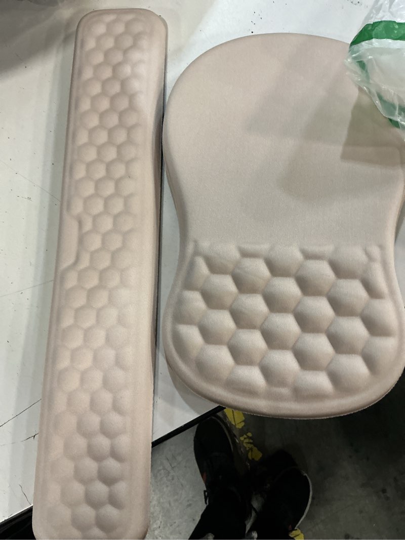 Condition photo showing New/Like New for hokafenle 2 in 1 ergonomic mouse pad wrist support & wrist rest for computer keyboard set, with relieve carpal tunnel pain massage bulge and full memory gel design (2in1 set - apricot) hk014-apricot