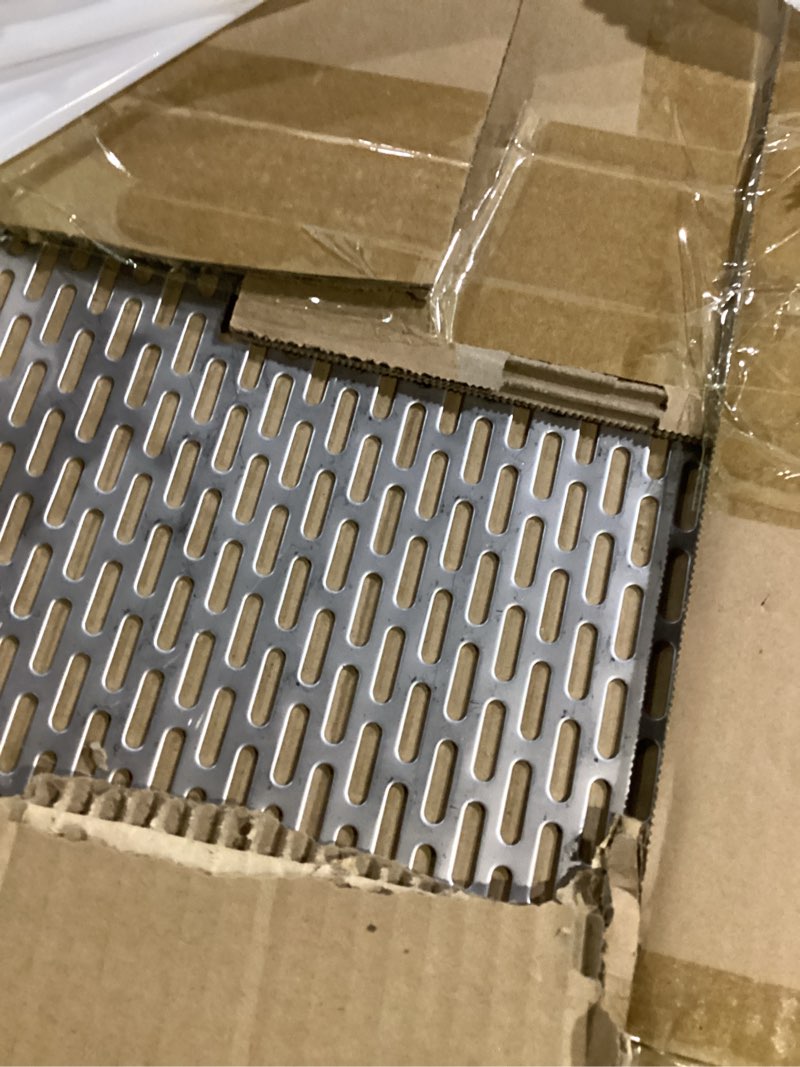 Condition photo showing Good Condition for PATIKIL 35.4" x 17.7" Perforated Metal Sheets, 19Ga 0.2" x 0.79" Oval Hole 304 Stainless Steel Mesh Stagger Expanded Perforated Metal Plate for Ventilation Grill Security Grates 35.4" x 17.7" 1