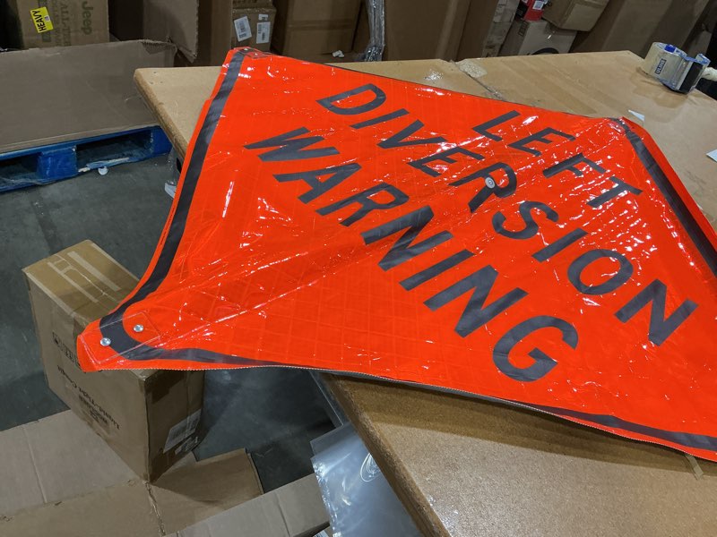 sign-36" superbright-reflect rollup-left diversion warning