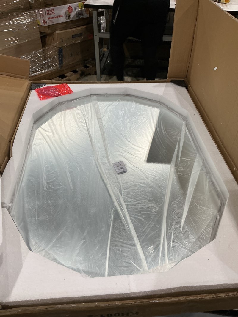 Condition photo showing Good Condition for bathroom mirrors for over sink, round frameless mirrors for wall, 20x28 inch beveled bathroom mirror, bathroom vanity circle mirror for bedroom living room entryway home decor round 28"l x 20"w