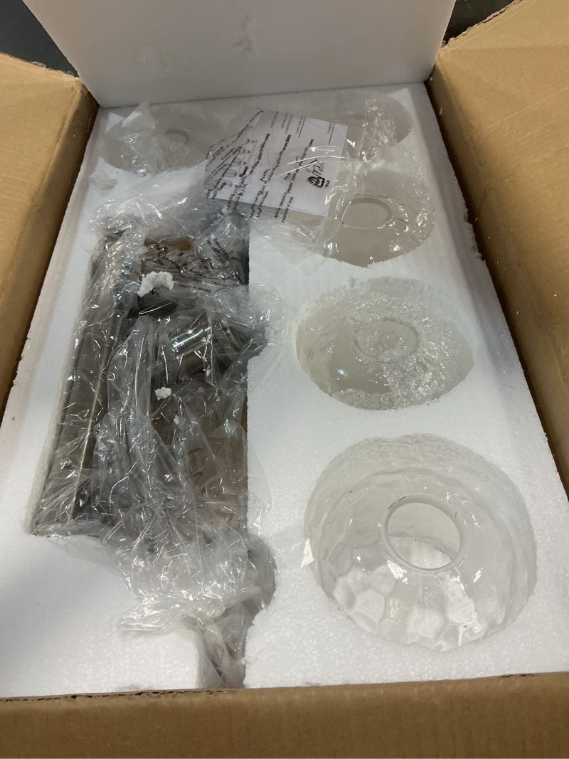 Condition photo showing Good Condition for zeyu Modern Brushed Nickel Bathroom Lights Fixture, 35 Inch 5 Light Vanity Lighting Over Mirror, Brushed Nickel Finish with Clear Hammered Glass, ZJF63B-5W BN Brushed Nickel|Hammered Glass 5-Light