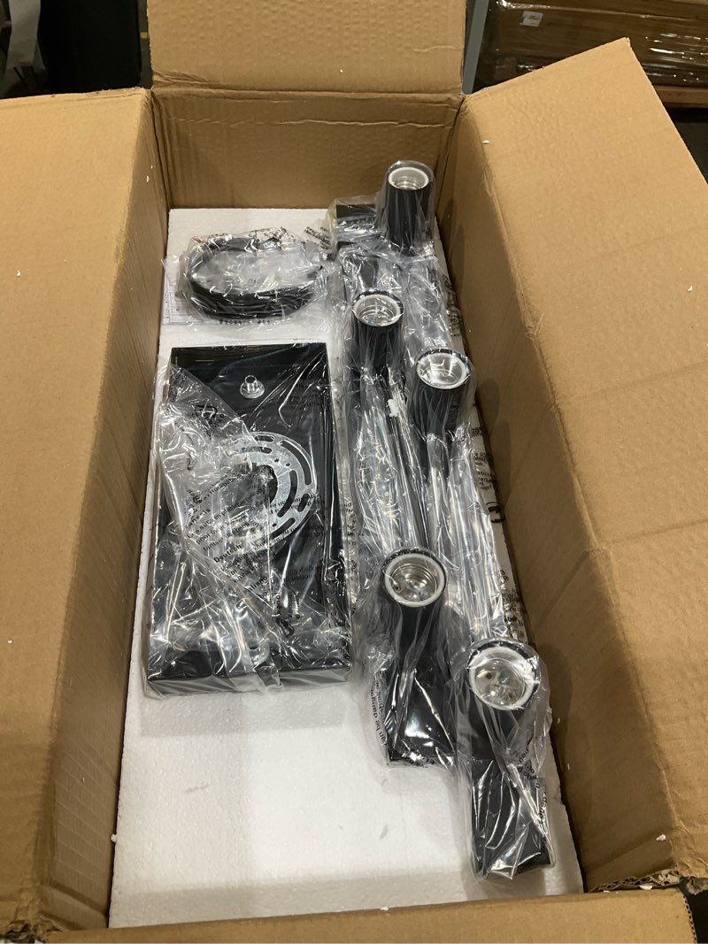 Condition photo showing New/Like New for dining room light fixture, 5-lights farmhouse kitchen light fixtures modern chandeliers for dining room, adjustable black metal rectangular rustic kitchen island lighting over table 41.3" 5-lights black