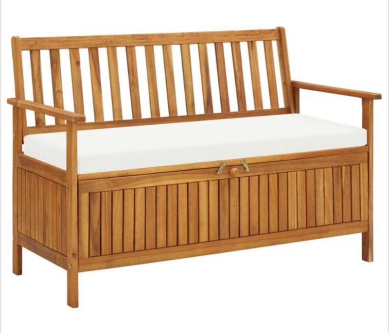 vidaXL Storage Bench Natural wood Solid acacia wood with a polyester cushion