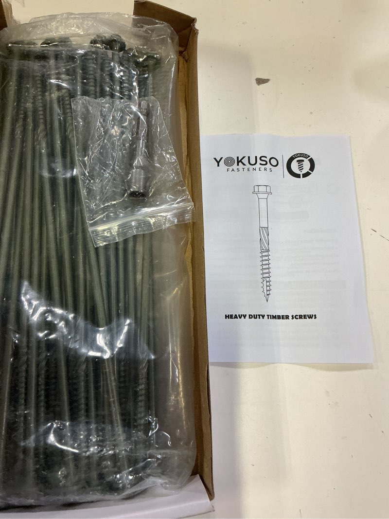 Condition photo showing Good Condition for 40pcs timber screws #14 x 10 inch heavy-duty green coated, exterior lag structural wood screws for landscaping, construction, beams & pole barns, 1500-hour salt spray tested, includes hex socket 40pcs #14 x 10 inch