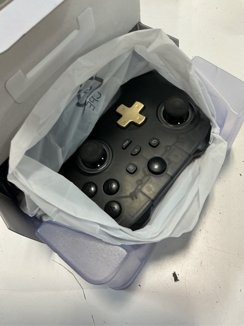 Condition photo showing New/Like New for easysmx d05 pc controller - enhanced wireless bluetooth pro controller with charging dock/hall sensor/rgb lighting - no stick drift, no dead zone - work for windows pc, android, steam and switch black gold