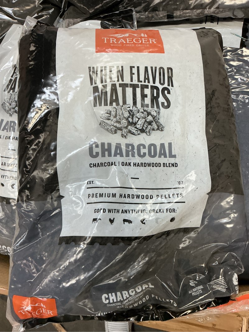 Condition photo showing New/Like New for charcoal wood grilling pellets, 18 lb. bag