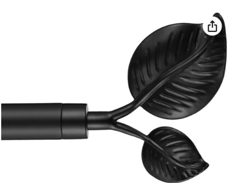 decorative curtain rod with leaf finials, 1inch diameter 48-84 inch adjustable length single drapery