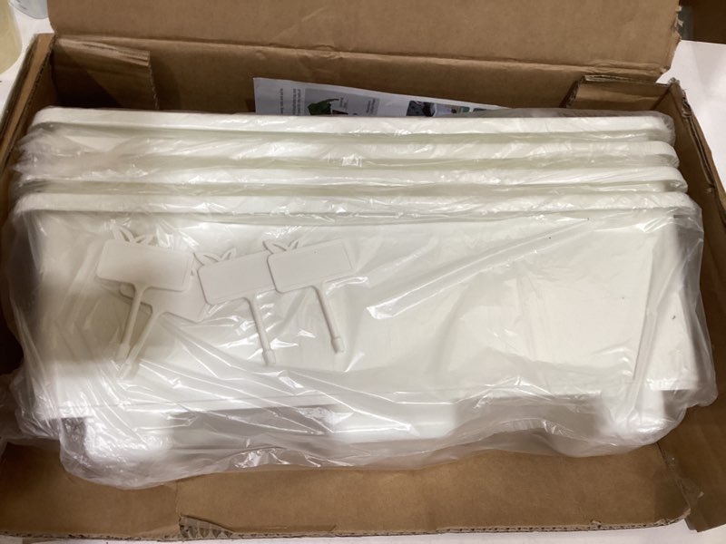 Condition photo showing Good Condition for window box planter 4 packs, 17 inches rectangle flower pots with drainage holes & trays, pots for vegetables, herbs, flowers, garden windowsill balcony (white, 17 * 5.1 * 6 inch) white 17*5.1*6 inch