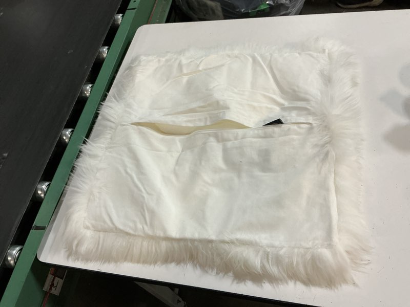 Condition photo showing Good Condition for natural sheepskin accent pillow cover ivory