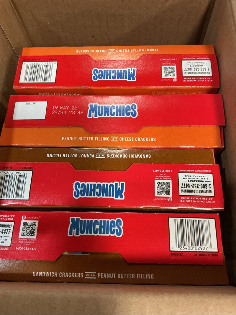 Condition photo showing New/Like New for Munchies Sandwich Crackers, Assorted Peanut Butter Variety Pack (Pack of 4, 32 count) Sandwich Crackers Variety Pack 45.44 Ounce (Pack of 1)( BB19/May/2026)