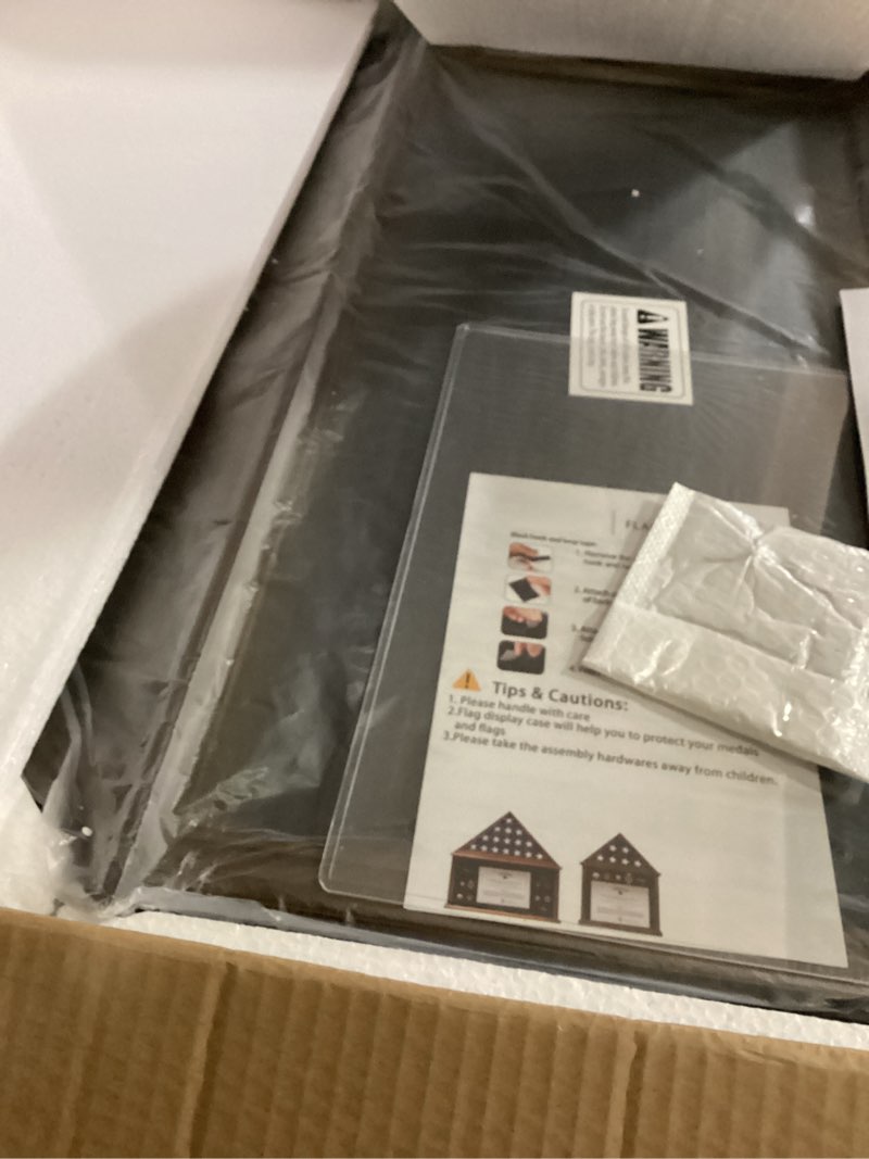 Condition photo showing Good Condition for Zmiky Large Burial Flag Display Case American Flag Solid Wood Display Case Fits a 5 X 9.5 Flag Folded Military Shadow Box Flag Display Case with Certificate Holder Walnut Finish