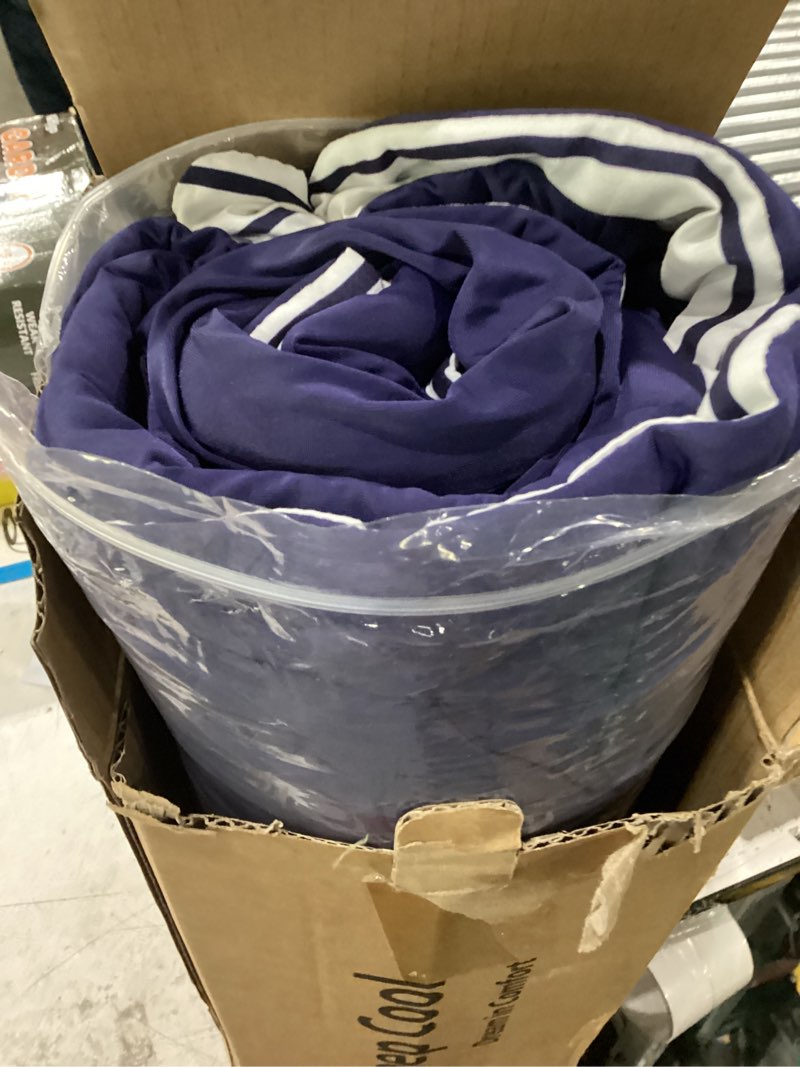 Condition photo showing New/Like New for striped cooling comforter king size, q-max 0.45 reversible cooling blanket for hot sleepers, breathable lightweight silk smooth summer bedding, quilted ice blanket, navy blue navy blue striped king(108"x90")