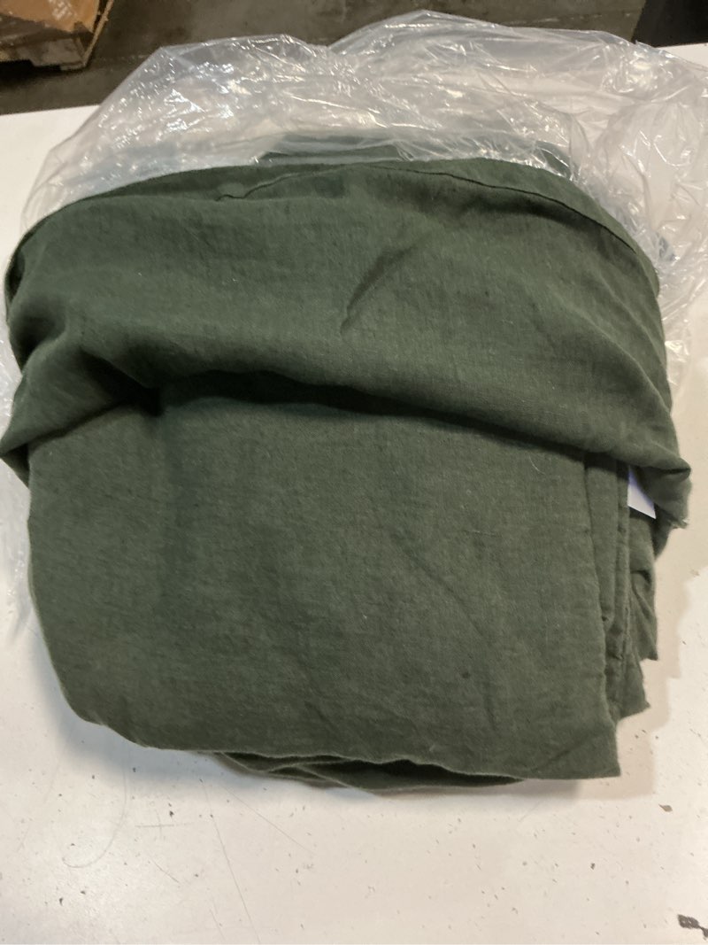 Condition photo showing As Is for quince european linen double flange duvet cover set, full/queen, pine