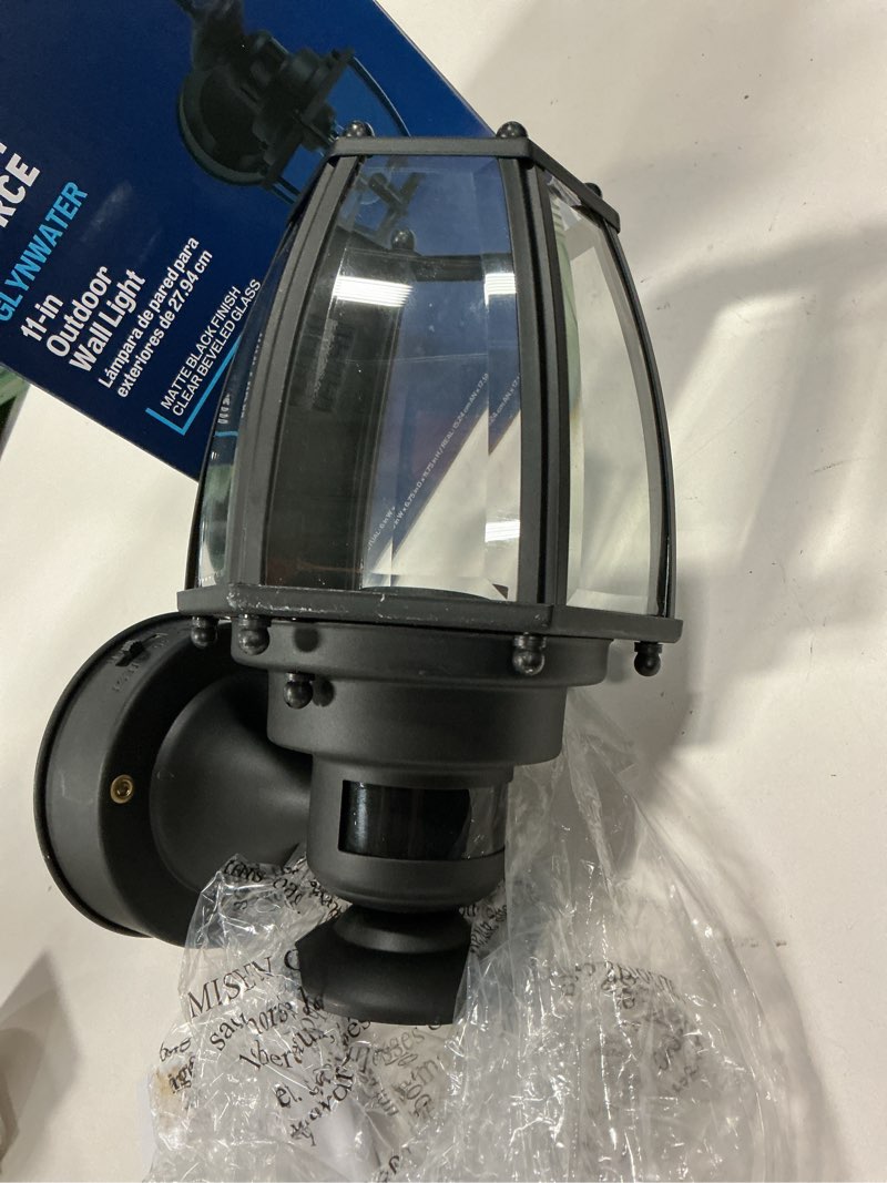 Condition photo showing As Is for Harbor Breeze 1-Light 11.75-in Black Outdoor Wall Light