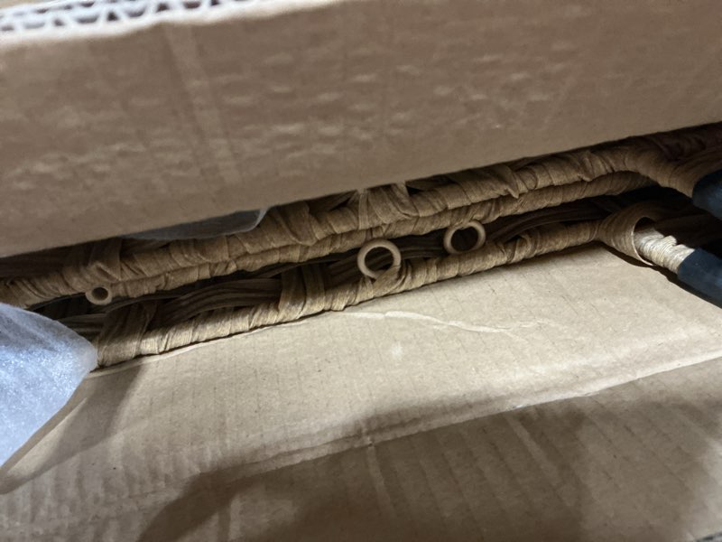 Condition photo showing As Is for OIAHOMY Laundry Hamper with Lid, 140L Clothes Hamper with 3 Removable Liner Bags, Foldable Basket with Lid, Synthetic Wicker Laundry Basket for Bedroom, 27x 13 x 26 Inches, Brown