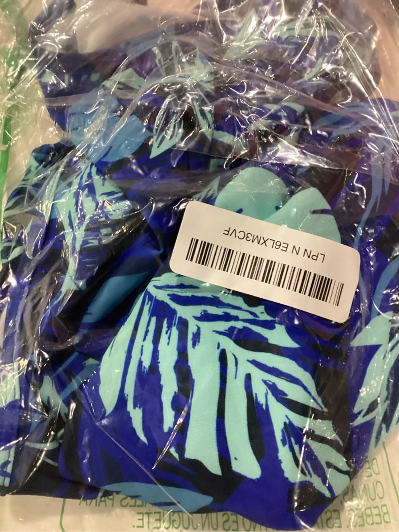 Condition photo showing New/Like New for santiny sleeveless rash guard for women upf 50+ modest swimsuit quick dry high neck bathing suit swim top swim tank blue leaf large