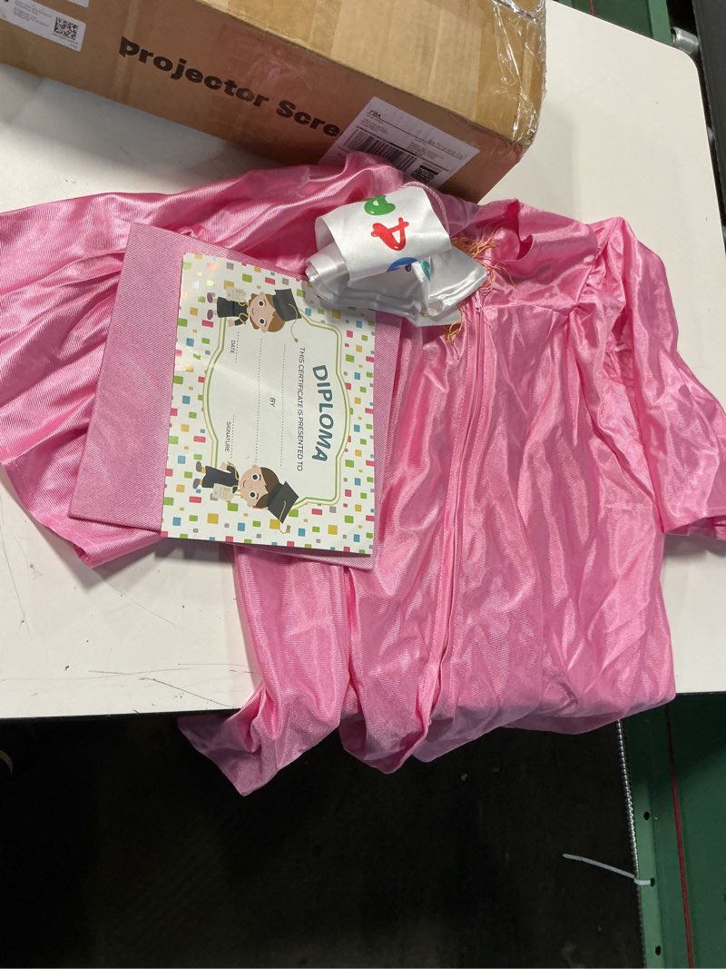 Condition photo showing Good Condition for sasylvia 9 pcs kindergarten preschool graduation gown cap set with 2026 2027 tassel kids graduation stole rings certificate pink size 27