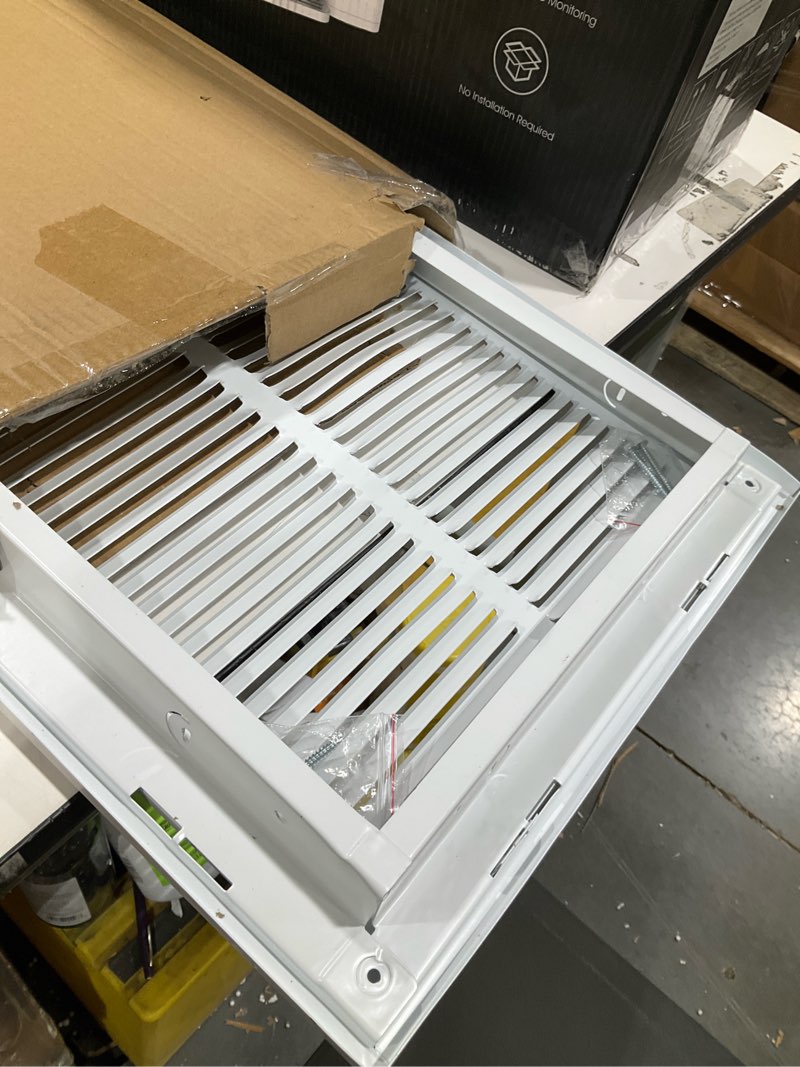 Condition photo showing Good Condition for EZ-FLO 12 x 24 Inch (Duct Opening) Return Air Vent Cover for Wall or Ceiling, Solid Steel Return Air Filter Grille, HVAC Vent Cover, White, 61668 12 in. x 24 in.