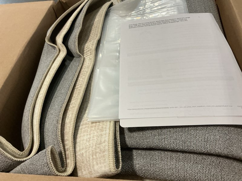 Condition photo showing Good Condition for area rugs 10x14 living room: washable rug modern abstract large rugs soft non slip neutral rug stain resistant indoor carpet for bedroom kitchen dining room home office rugs(beige, 10'x14') beige 10' x 14' (rectangular)