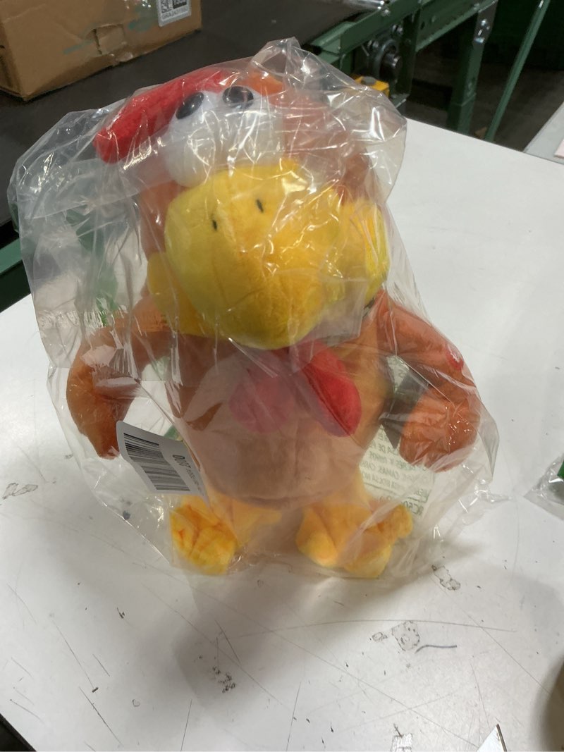 Condition photo showing Good Condition for Houwsbaby 15" Electronic Squawking Chicken Toy, Easter Chicken Stuffed Animal Interactive Musical Walking Singing Waving Rooster Plush Toy with Bib Present for Kids Boys Girls Easter Thanksgiving Day Orange