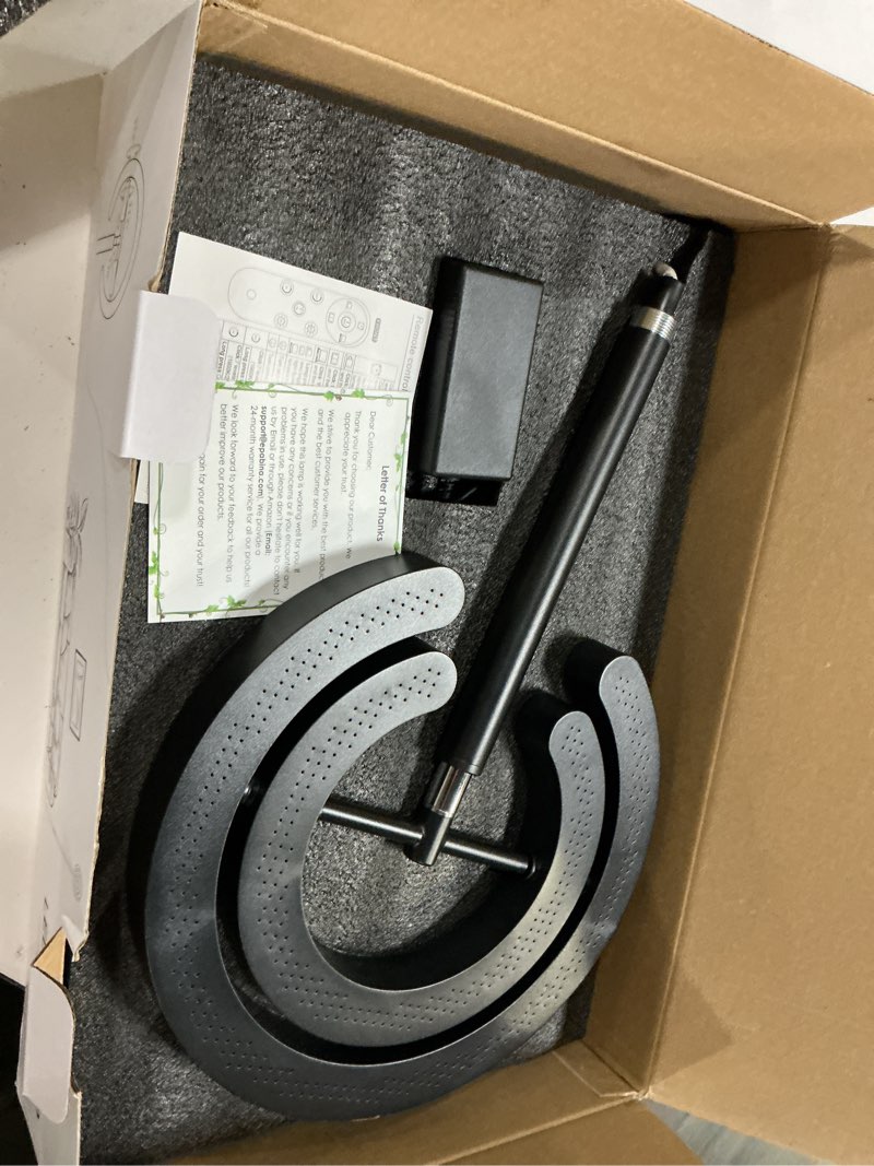 Condition photo showing Good Condition for epabina floor lamp for living room, 75.5 inch tall standing lamp for bedroom with 2 312° rotatable ring lights, 36w bright stepless dimmable led floor light with remote control for office dining room black