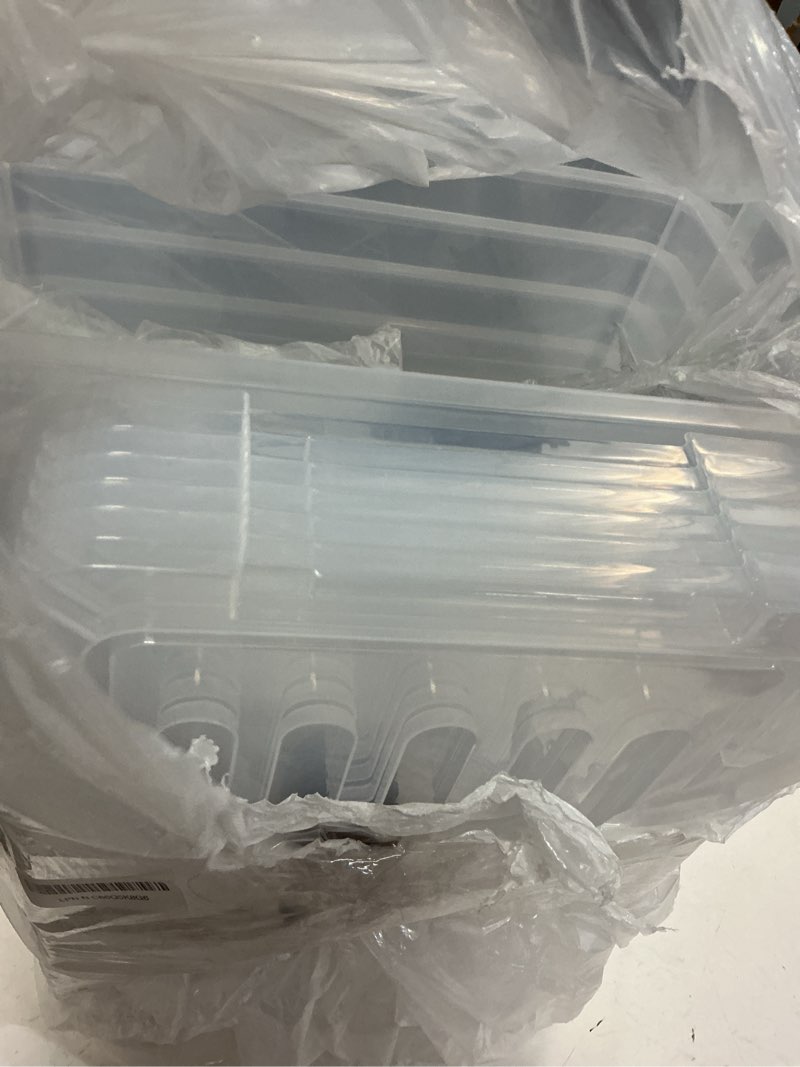 Condition photo showing Good Condition for wyt 6 pack 17qt clear plastic storage bin with lid and latching buckles, stackable tote organizing box with handle 17qt - 6 pack