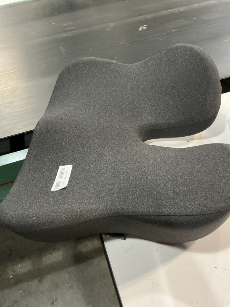 Condition photo showing Good Condition for seat cushion for tailbone & sciatica pain relief – certified & ergonomist-designed – tapered front edge reduces thigh pressure – wide memory foam for office chair, car, wheelchair (gray)