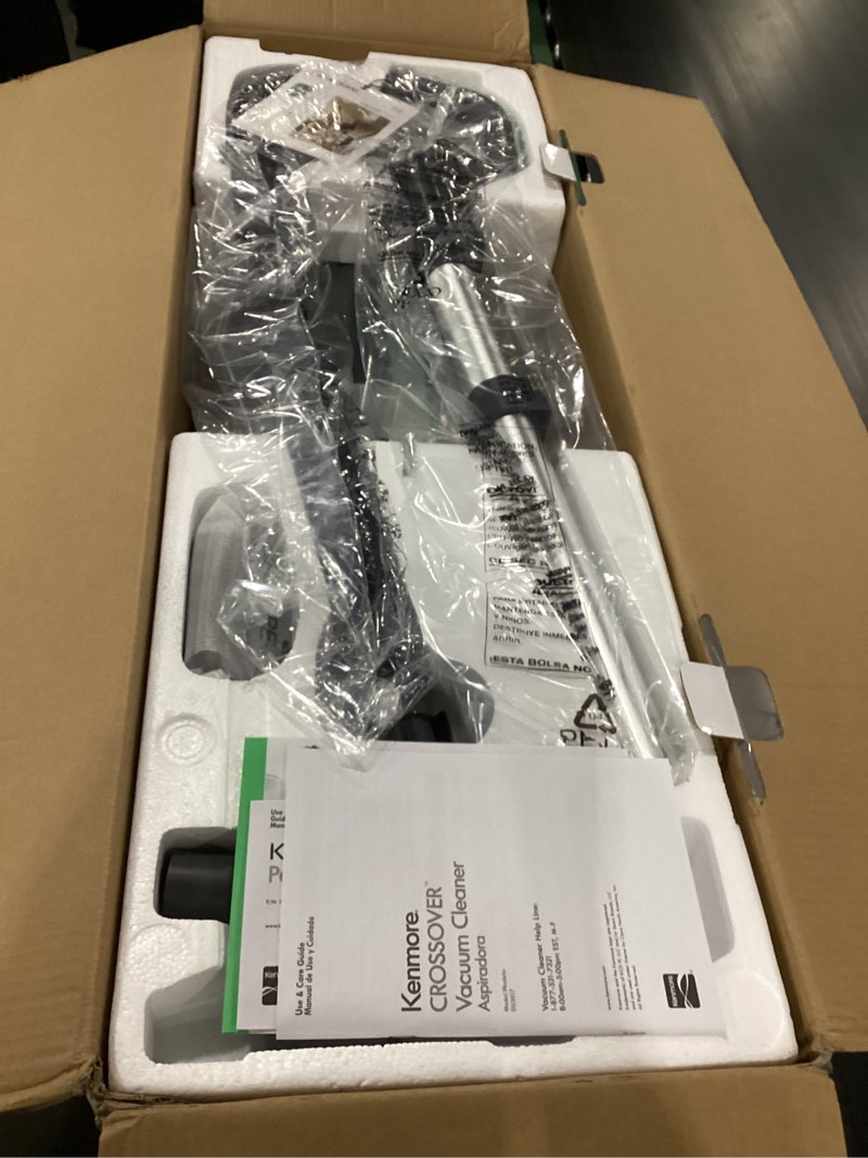 Condition photo showing New/Like New for Kenmore DU3017 Friendly Upright Bagless 2-Motor Crossover Max Beltless Vacuum Cleaner with Lift-Away Design, Pet Handi-Mate, Triple HEPA, Height Adjustment, 3 Cleaning Tools, Light Green Light Green Upright Vac With Lift-away Design