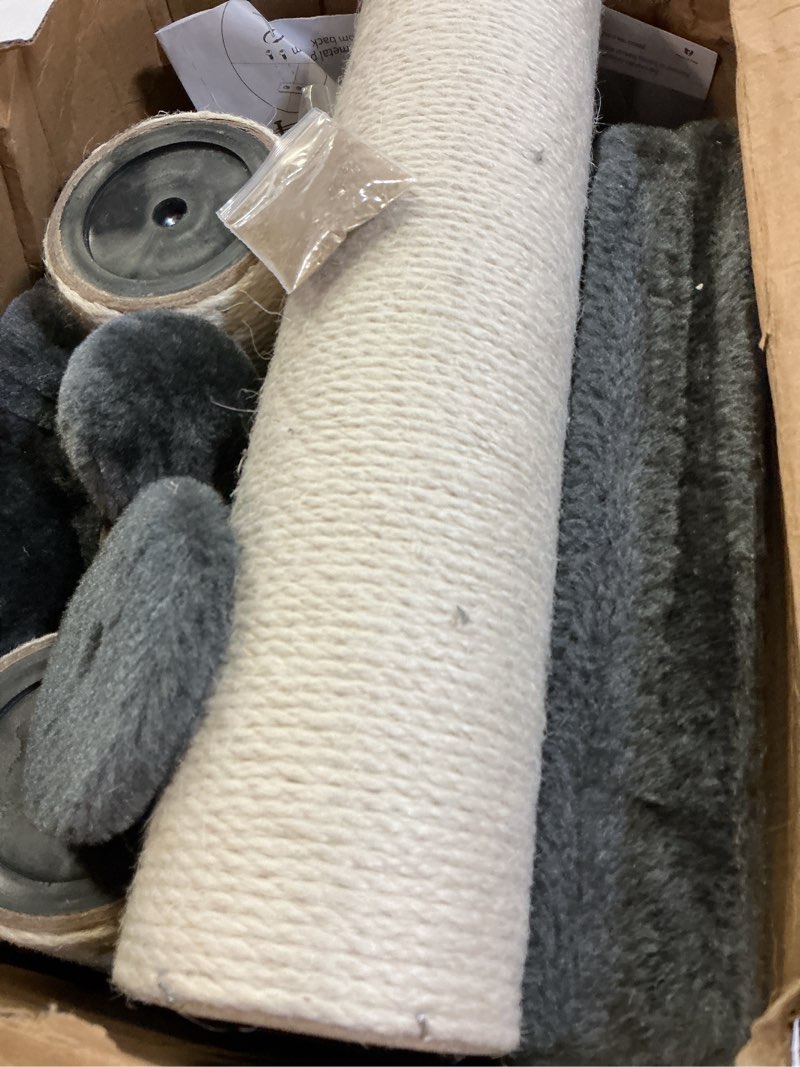Condition photo showing Good Condition for happi n pets 28" cat tree, large bed for big cats, small cat tower with soft perch for window viewing, stable cat tree tower, cat scratching post with hammock, removable cover-gray