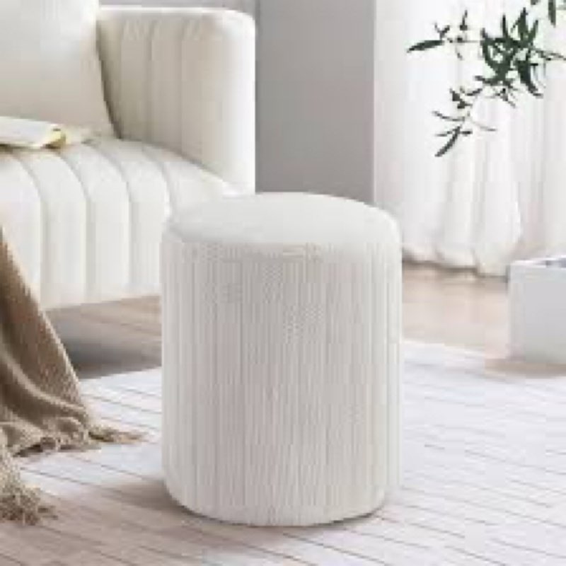 Get Set Style Modern Round Ottoman with Soft Padded Seat, Multifunctional Vanity Chairs for Makeup, 