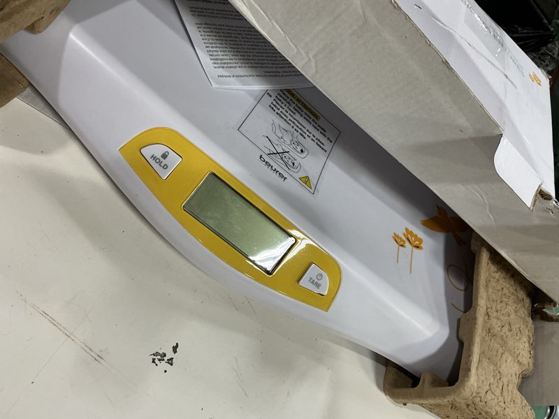Condition photo showing As Is for beurer by80 digital baby scale, infant scale for weighing in pounds, ounces, or kilograms up to 44 lbs, newborn baby scale with hold function, pet scale for cats and dogs