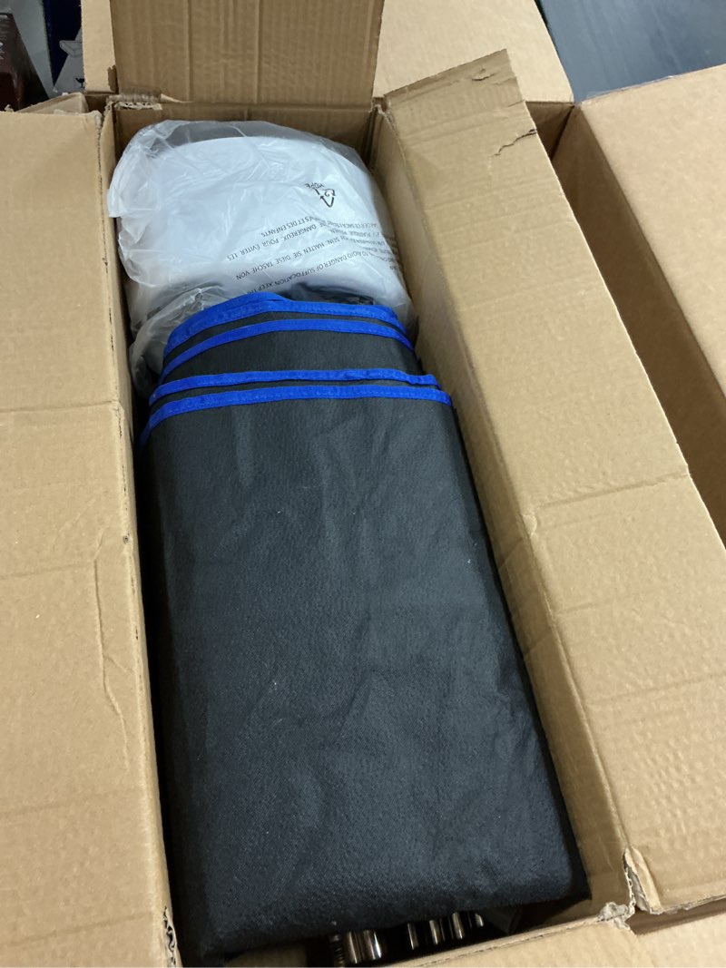 Condition photo showing New/Like New for upgraded portable sauna of relaxation, steam sauna for home with steamer, pairs remote control, folding chair, 9 levels, 2.6’ x 2.6’ x 5.9’ blue